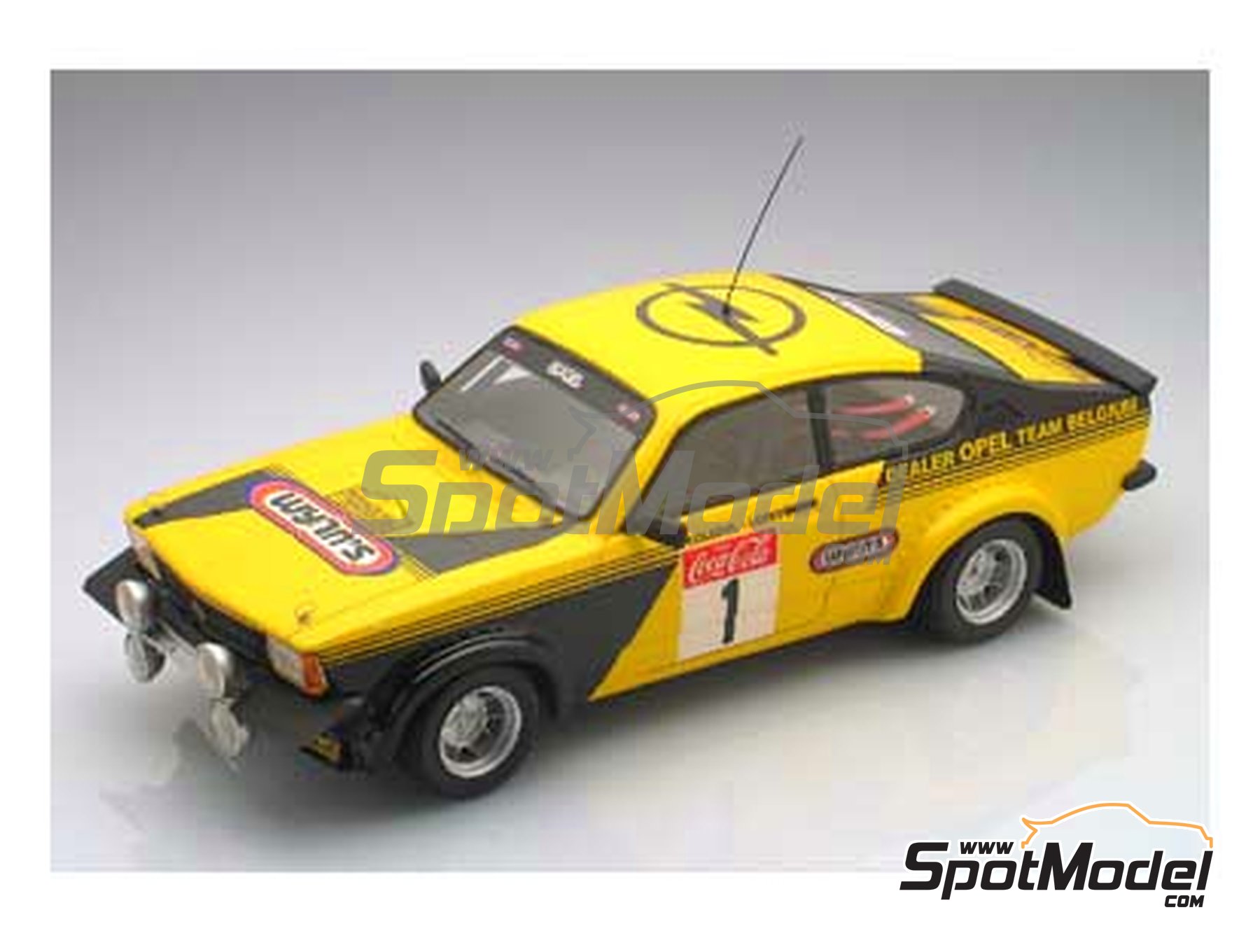 Opel Kadett GTE 2000 Group 2 Autoclub Excelsior Team sponsored by Wynn's -  Haspengouw Rally 1979. Car scale model kit in 1/24 scale manufactured by Ar